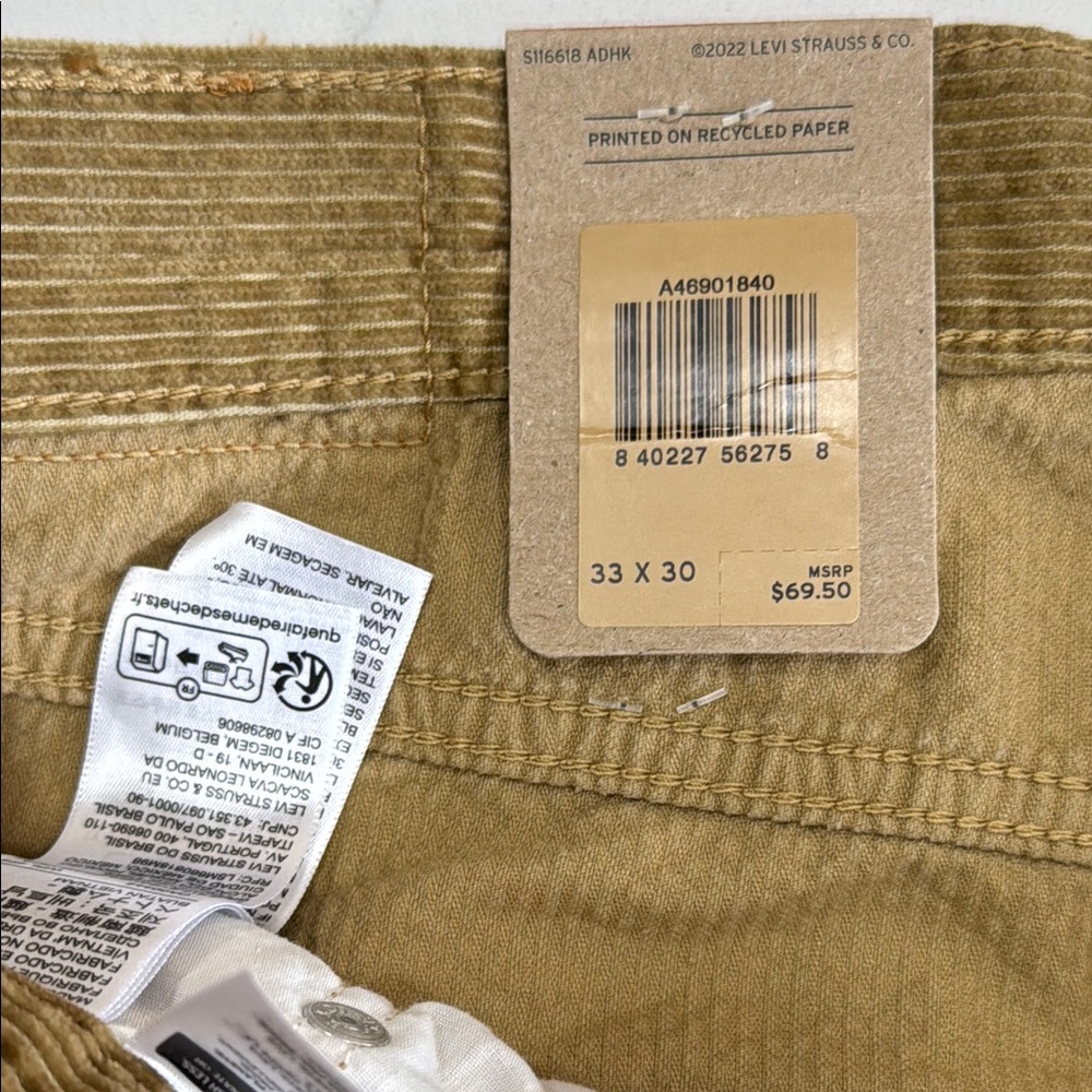 Levi's Men's Camel Corduroy 33 x 30 Pants - Picture 3 of 9